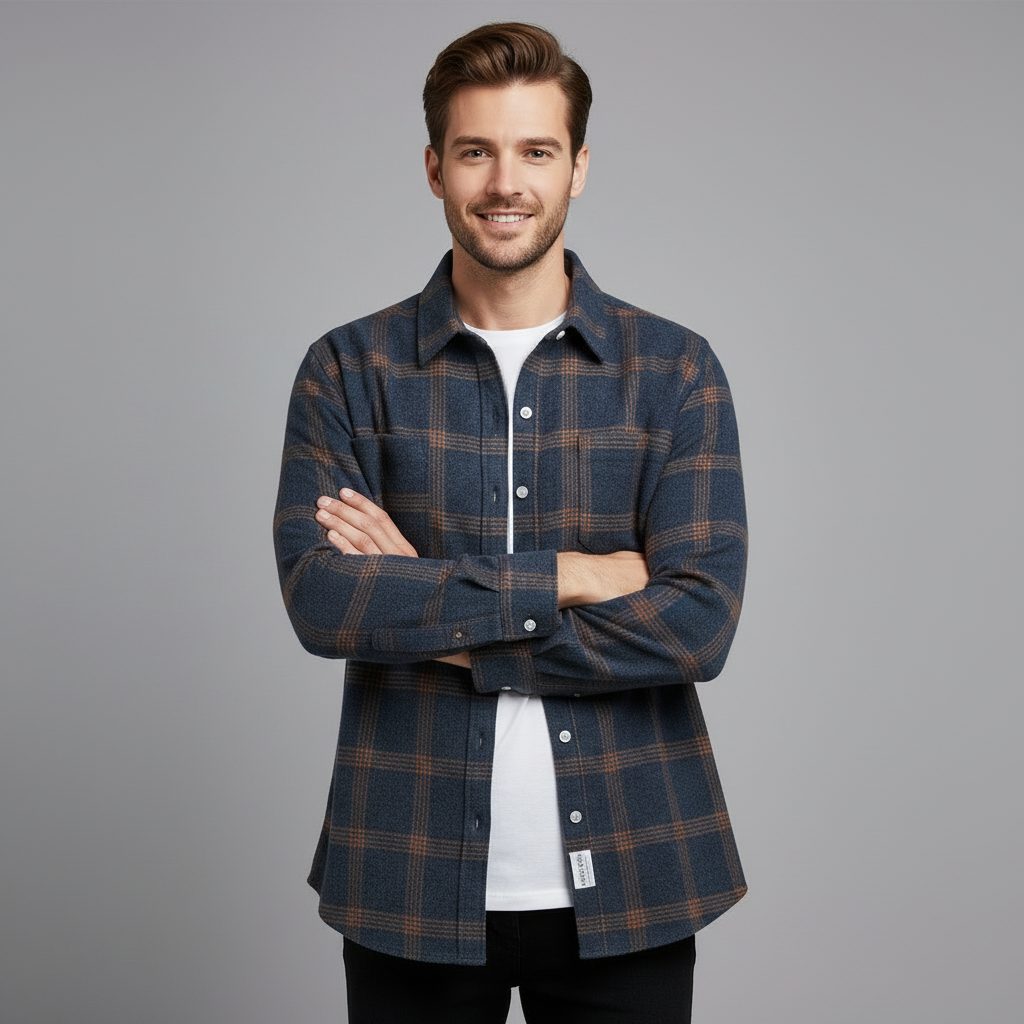 Checked Long Sleeve Shirt for Men