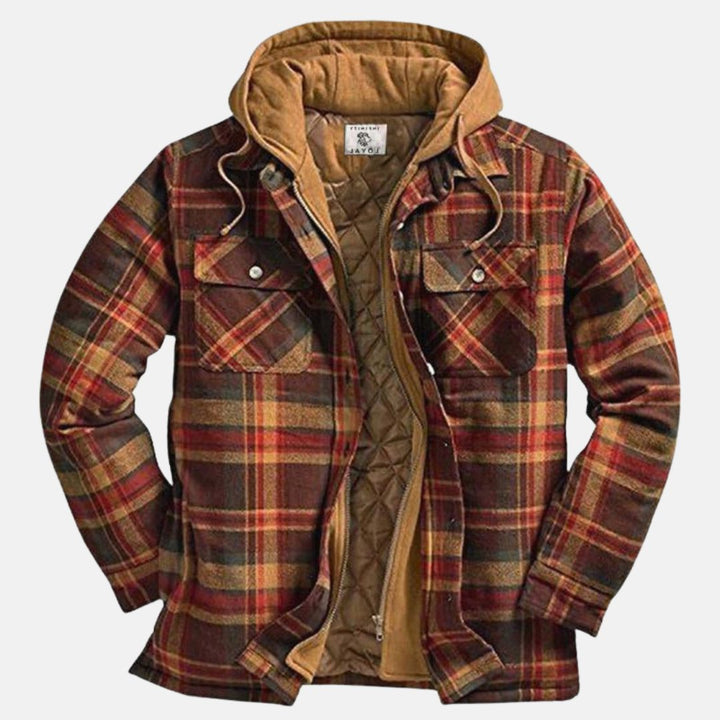 Checked Mid Jacket with Hood for Men