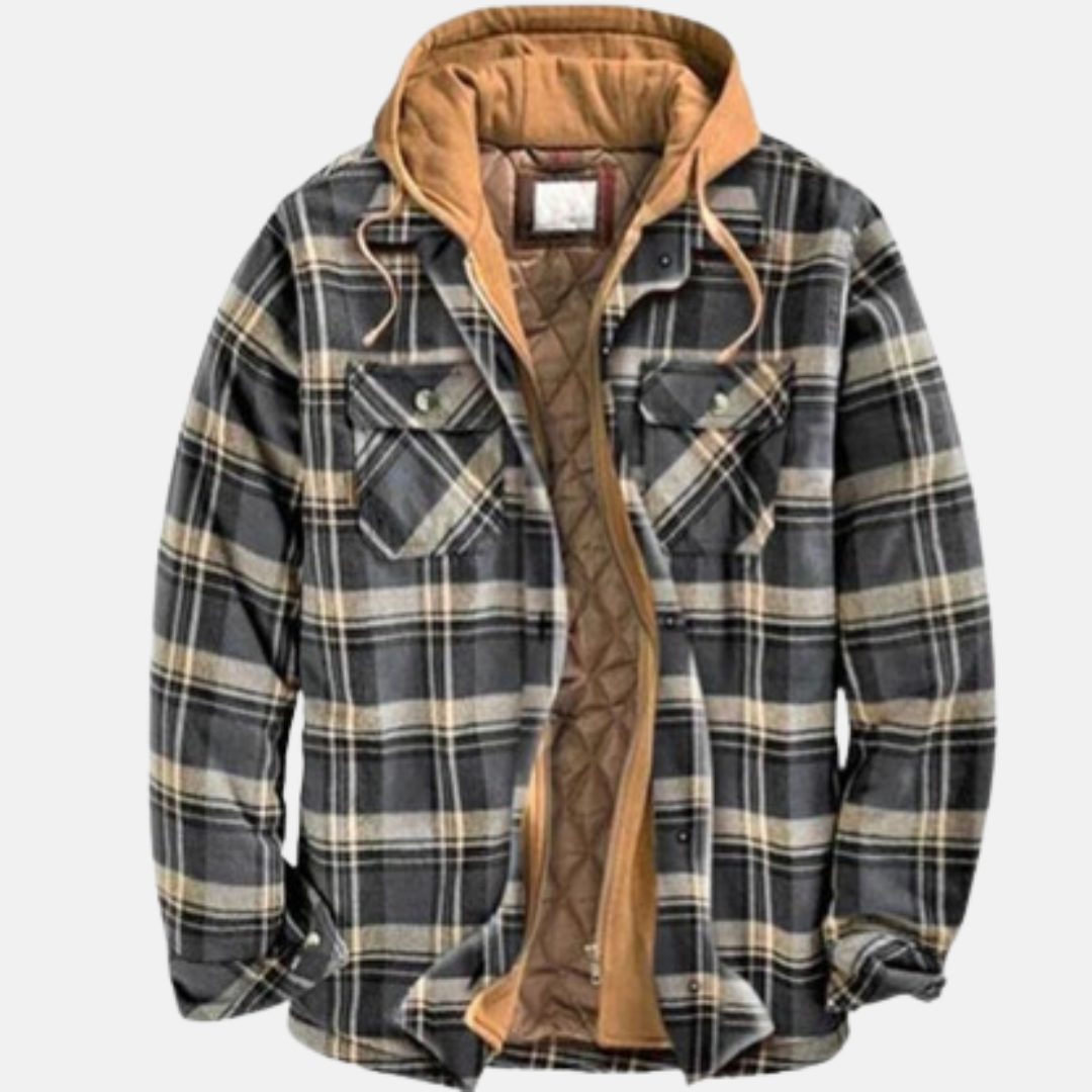 Checked Mid Jacket with Hood for Men