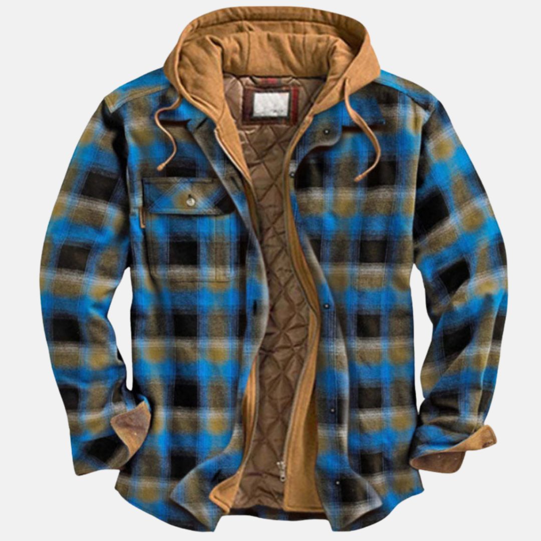 Checked Mid Jacket with Hood for Men