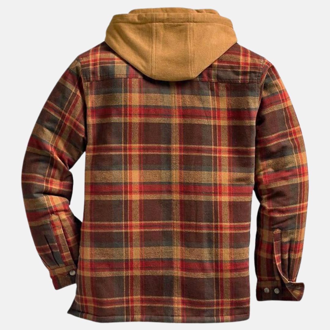 Checked Mid Jacket with Hood for Men