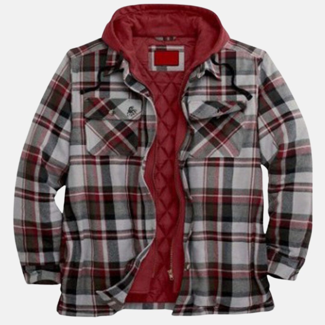 Checked Mid Jacket with Hood for Men
