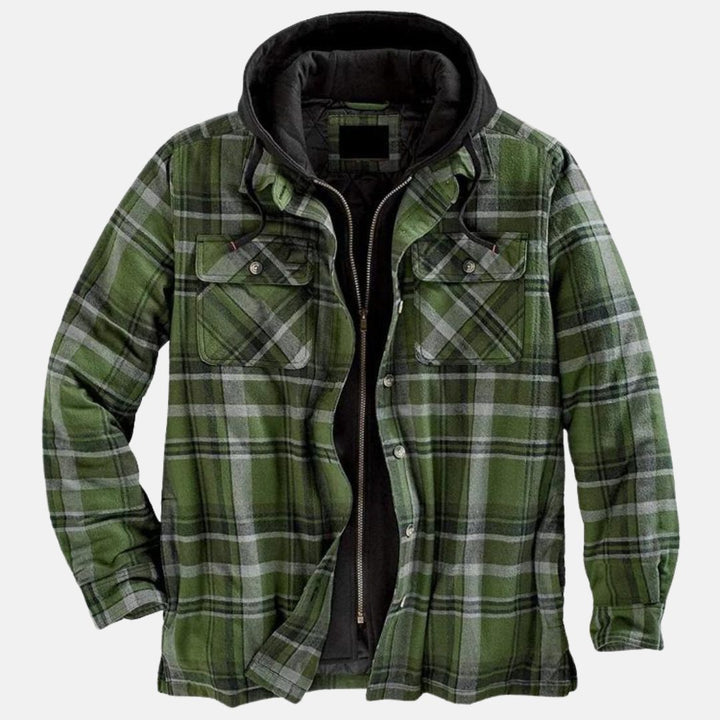 Checked Mid Jacket with Hood for Men