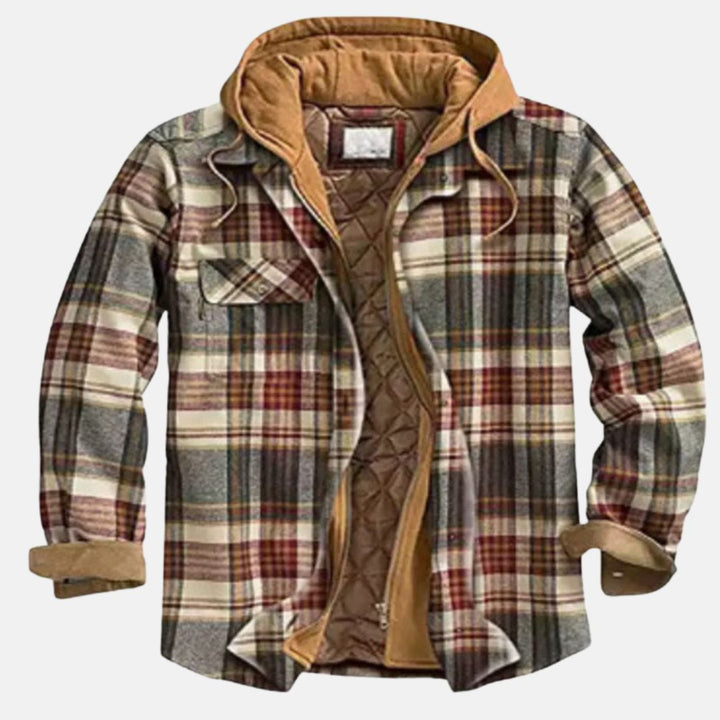 Checked Mid Jacket with Hood for Men