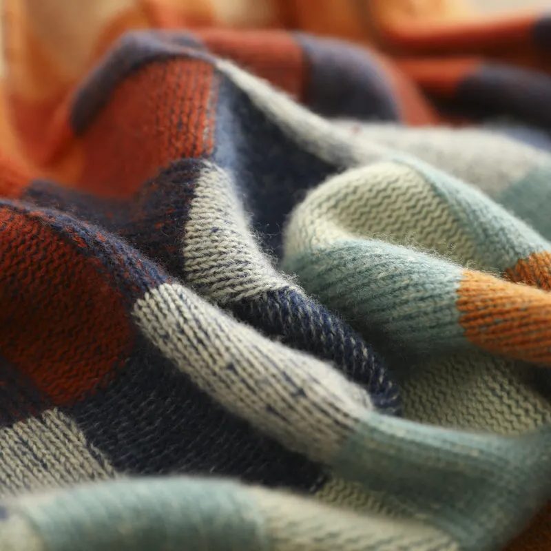 Checked Sweater with Round Neck for Women