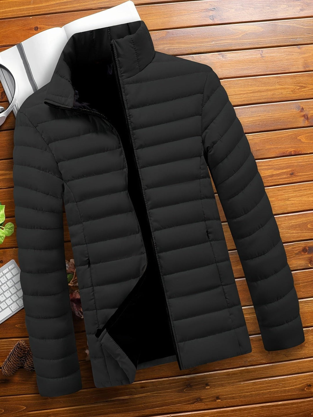 Padded Mid Jacket with Zipper for Men
