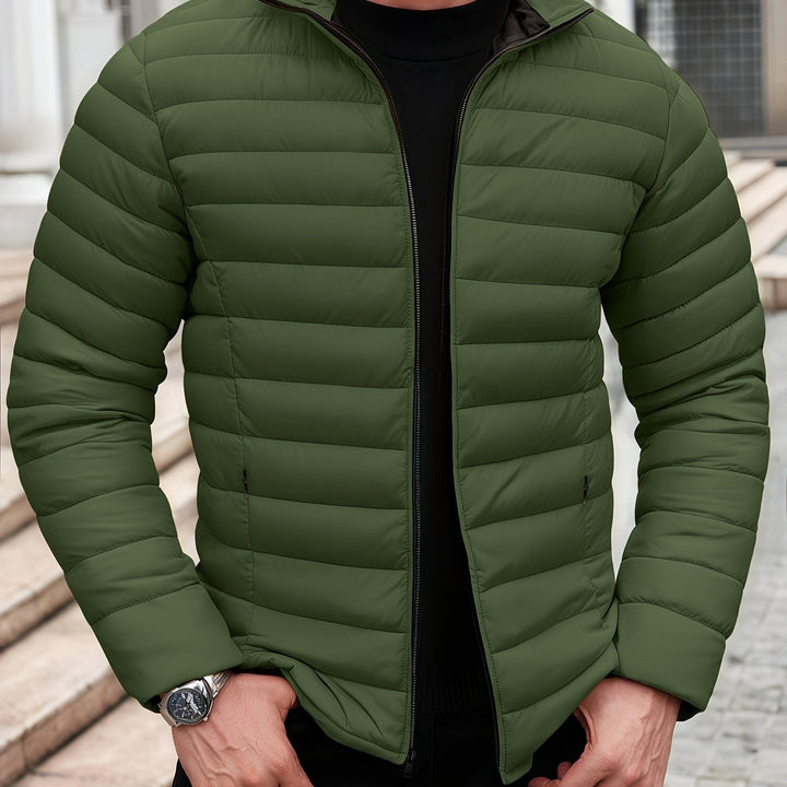 Padded Mid Jacket with Zipper for Men