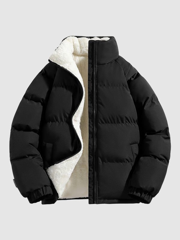 Padded Puffer Jacket with Fleece Lining for Men