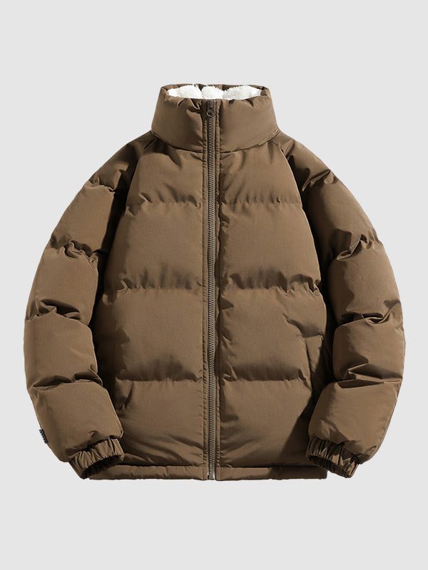 Padded Puffer Jacket with Fleece Lining for Men
