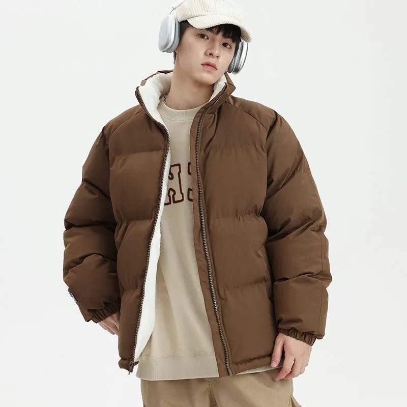 Padded Puffer Jacket with Fleece Lining for Men