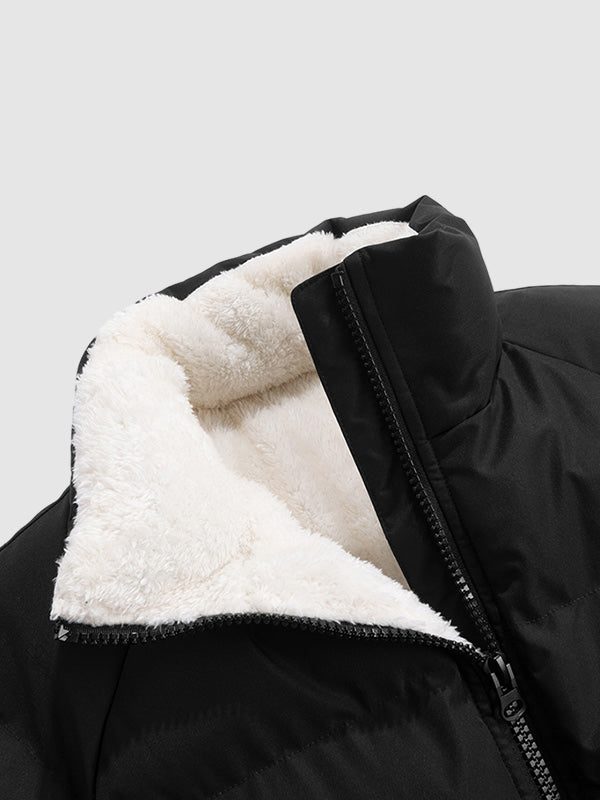 Padded Puffer Jacket with Fleece Lining for Men