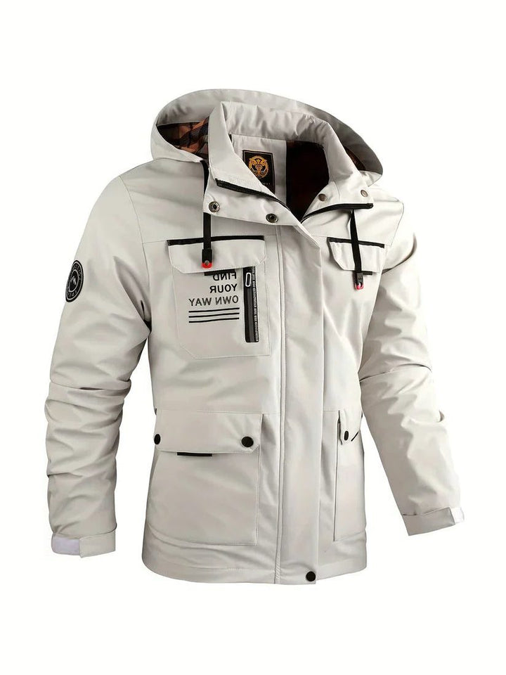 Padded Cargo Jacket with Hood for Men