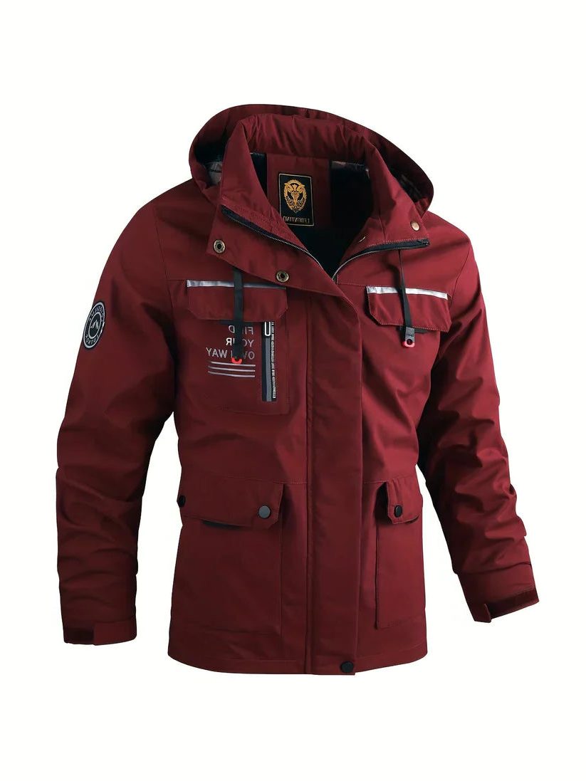 Padded Cargo Jacket with Hood for Men