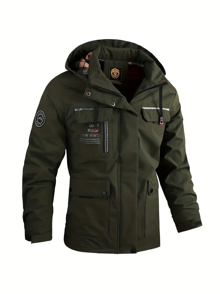 Padded Cargo Jacket with Hood for Men