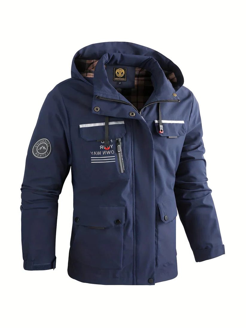 Padded Cargo Jacket with Hood for Men