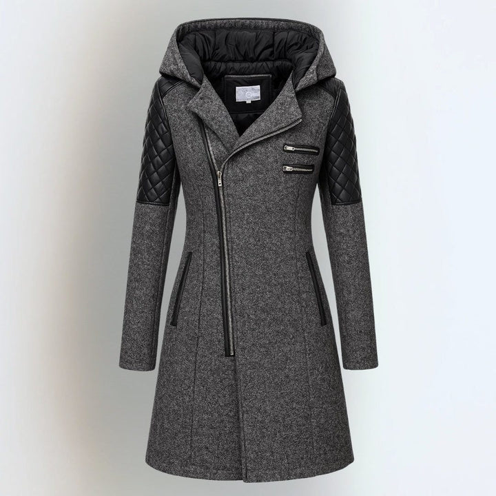 Quilted Mélange Winter Jacket with Hood for Women