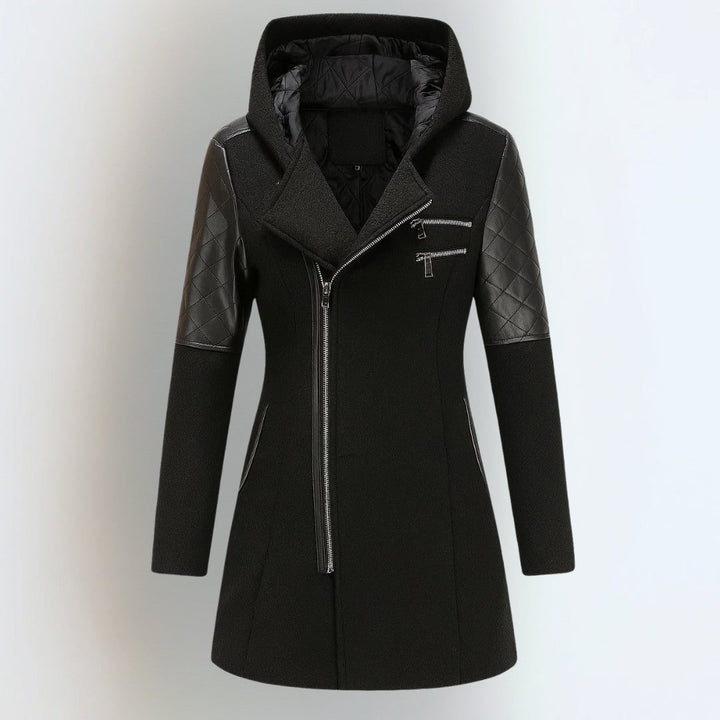 Quilted Mélange Winter Jacket with Hood for Women
