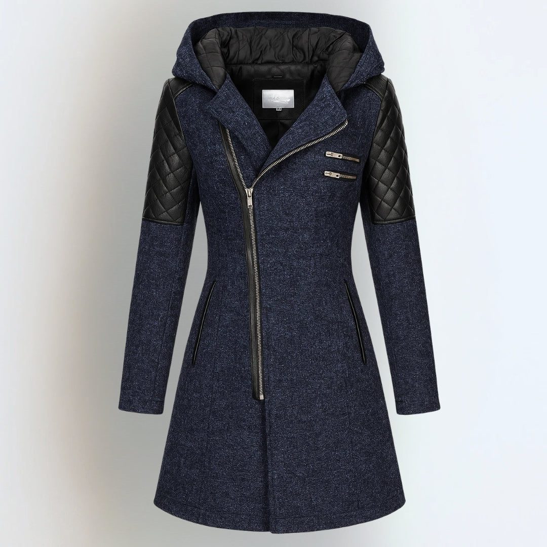 Quilted Mélange Winter Jacket with Hood for Women