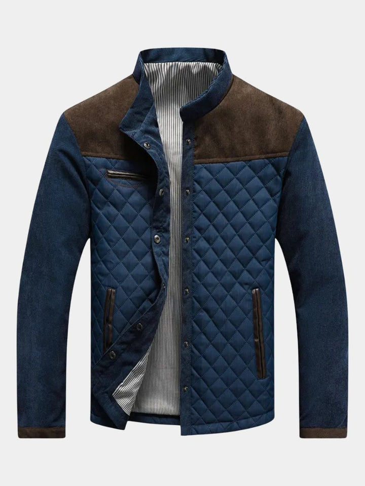 Quilted Hybrid Jacket with Denim Sleeves for Men