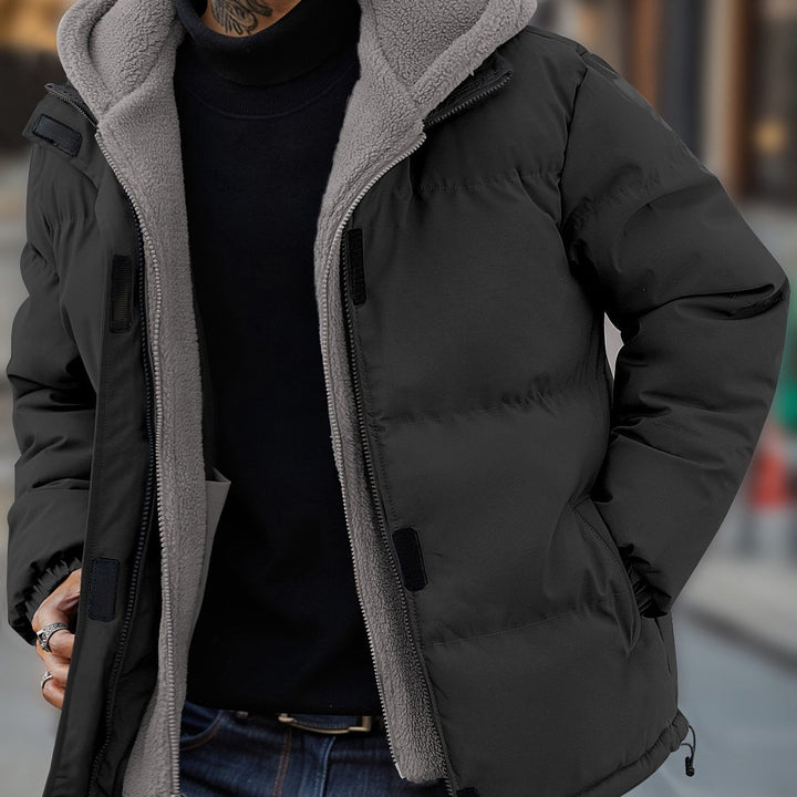 Padded Puffer Jacket with Hood and Pockets for Men