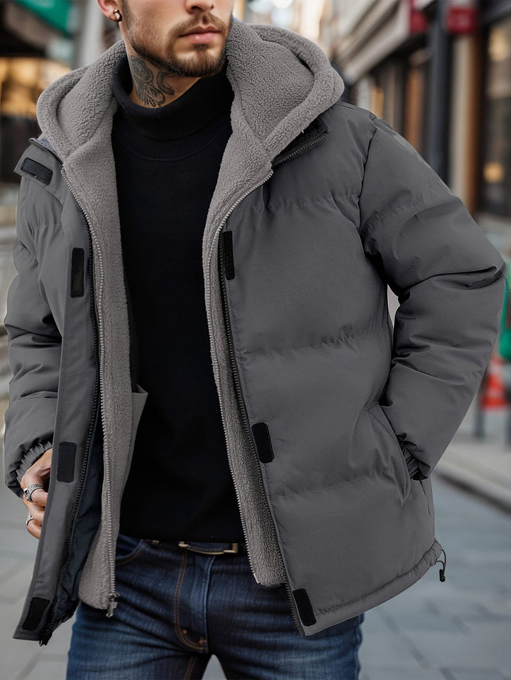 Padded Puffer Jacket with Hood and Pockets for Men