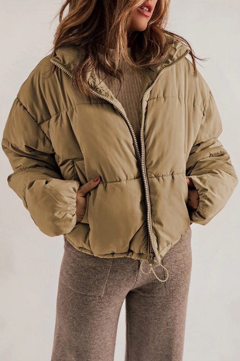 Padded Short Jacket with Hood for Women