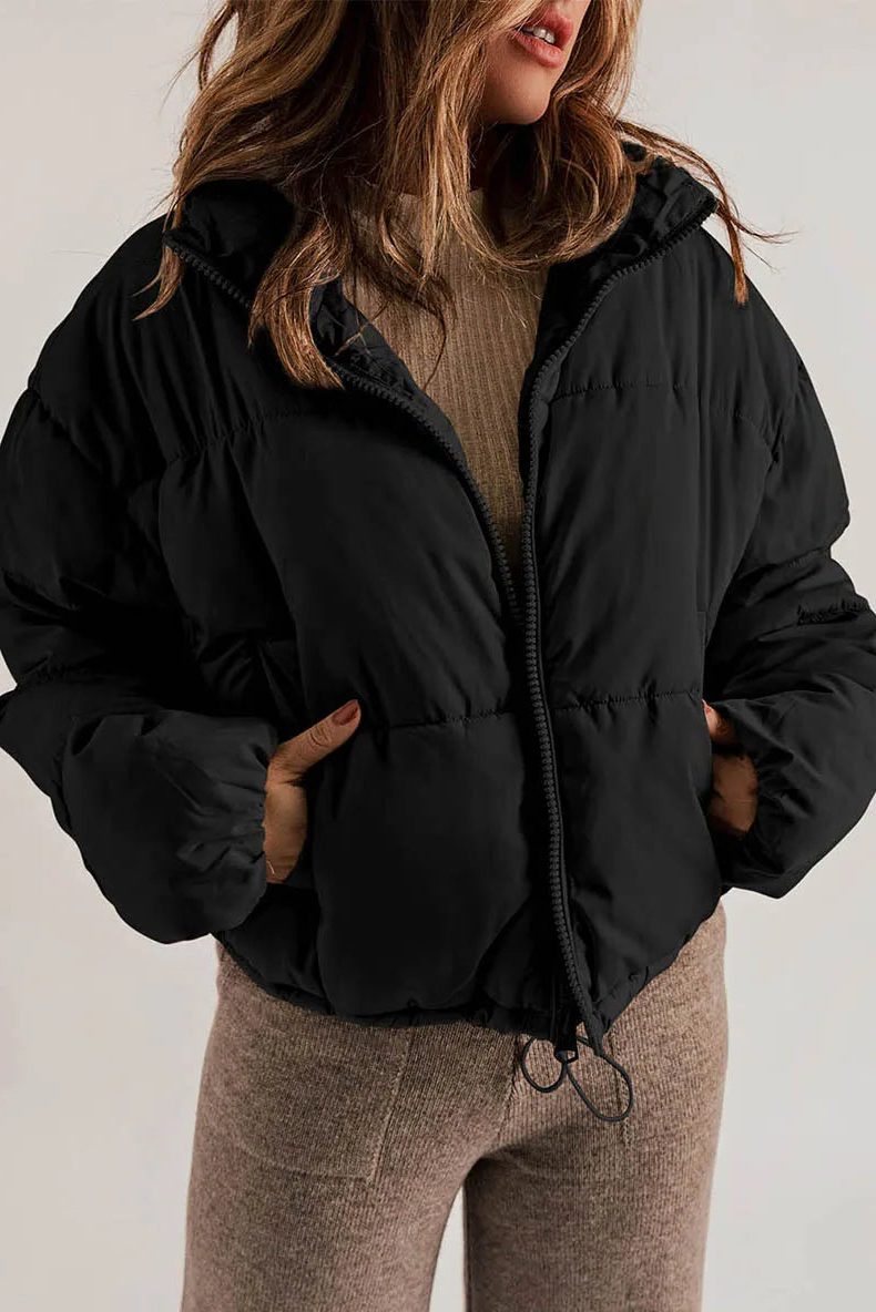 Padded Short Jacket with Hood for Women