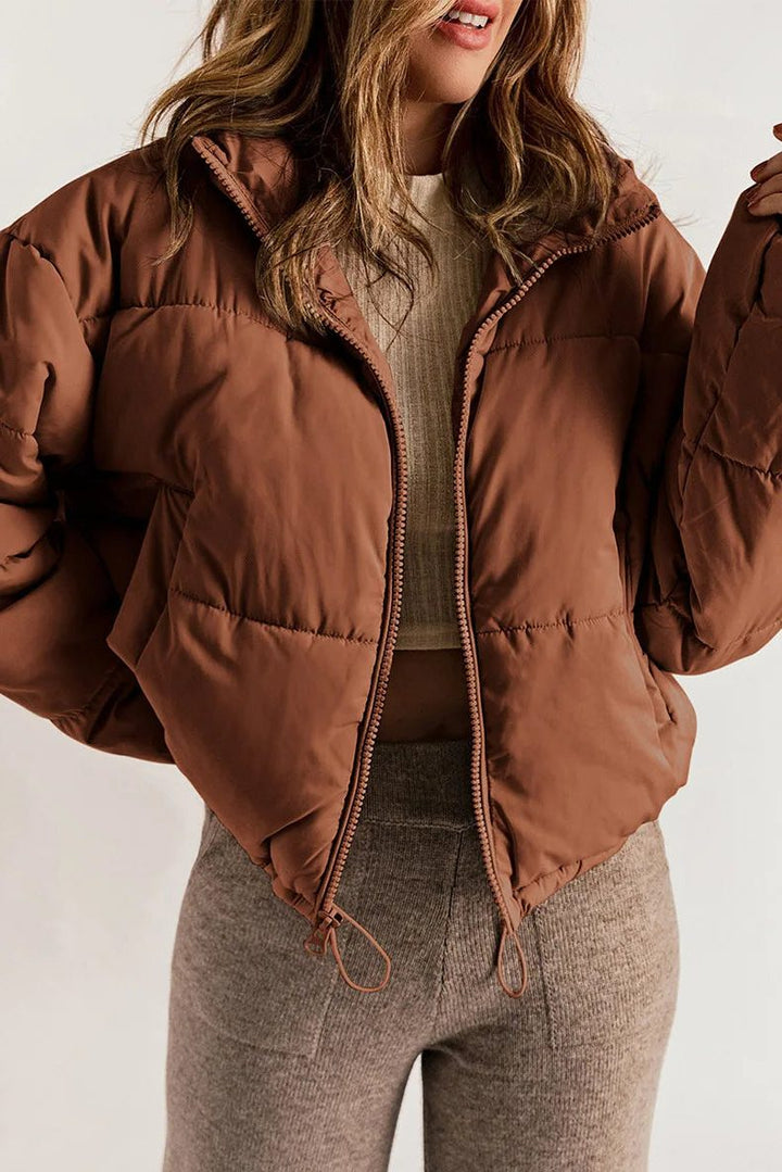 Padded Short Jacket with Hood for Women