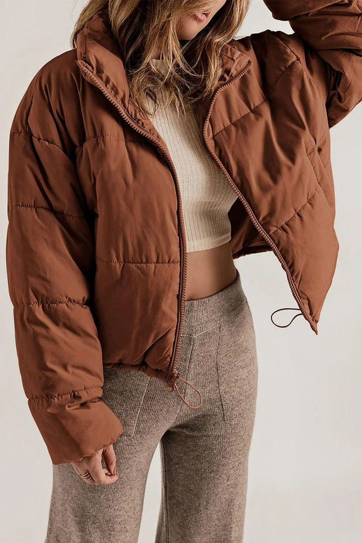 Padded Short Jacket with Hood for Women