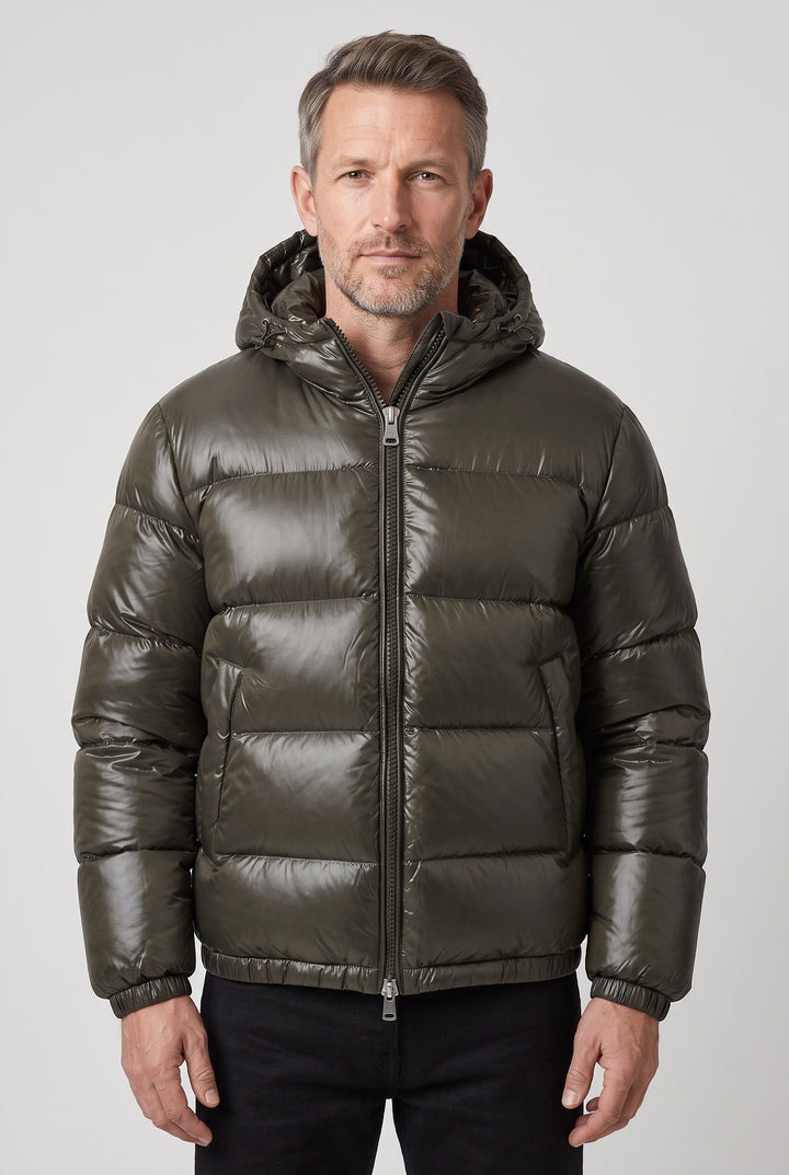 Padded Puffer Jacket with Hood for Men