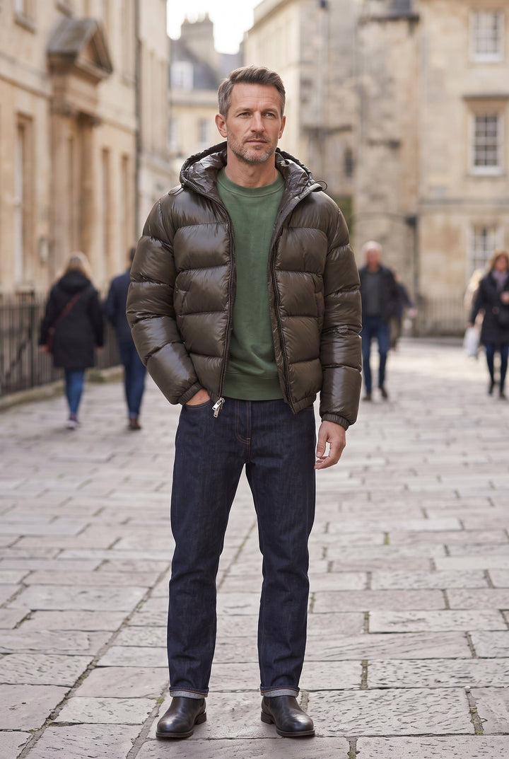 Padded Puffer Jacket with Hood for Men