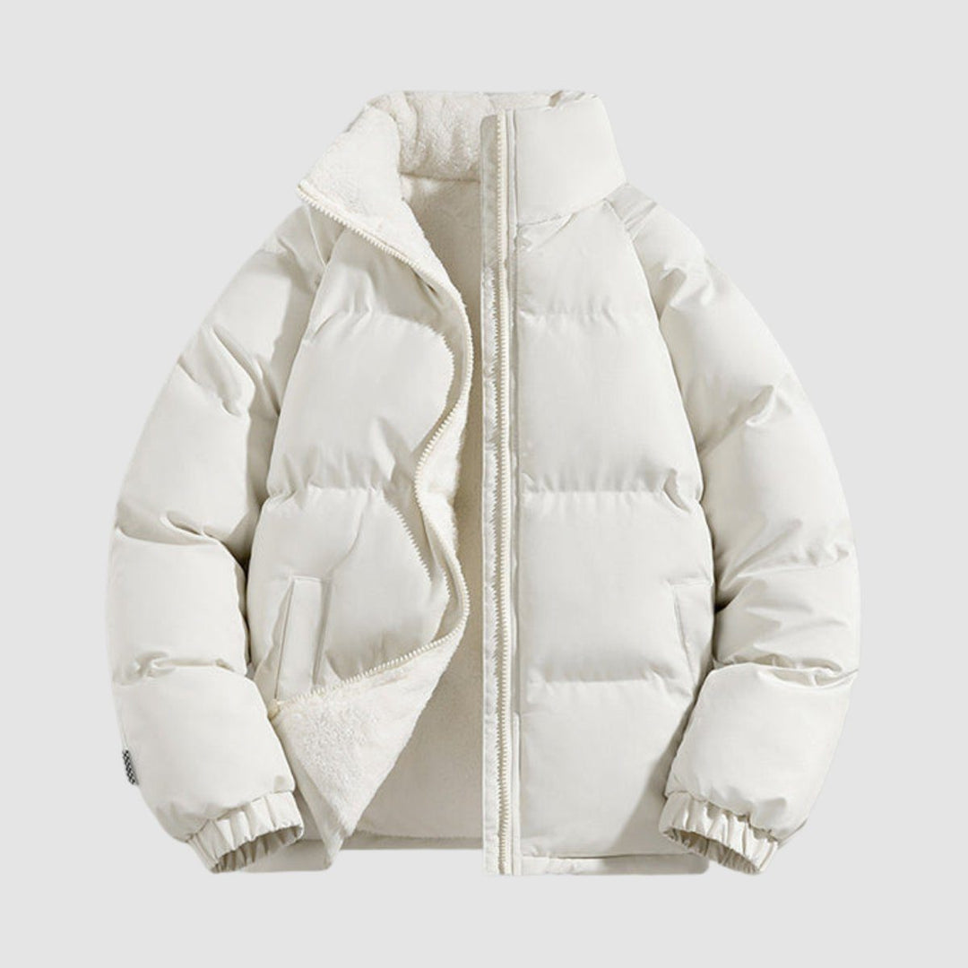 Quilted Puffer Jacket with Fleece Lining and Hood for Women