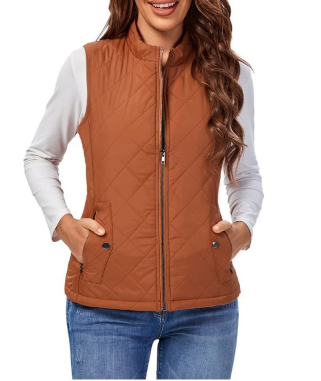 Quilted Zipper Vest for Women