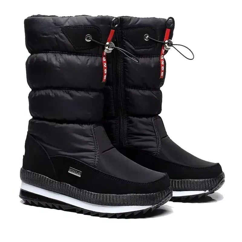 Quilted Snow Boots with Trekking Sole and Zipper for Women