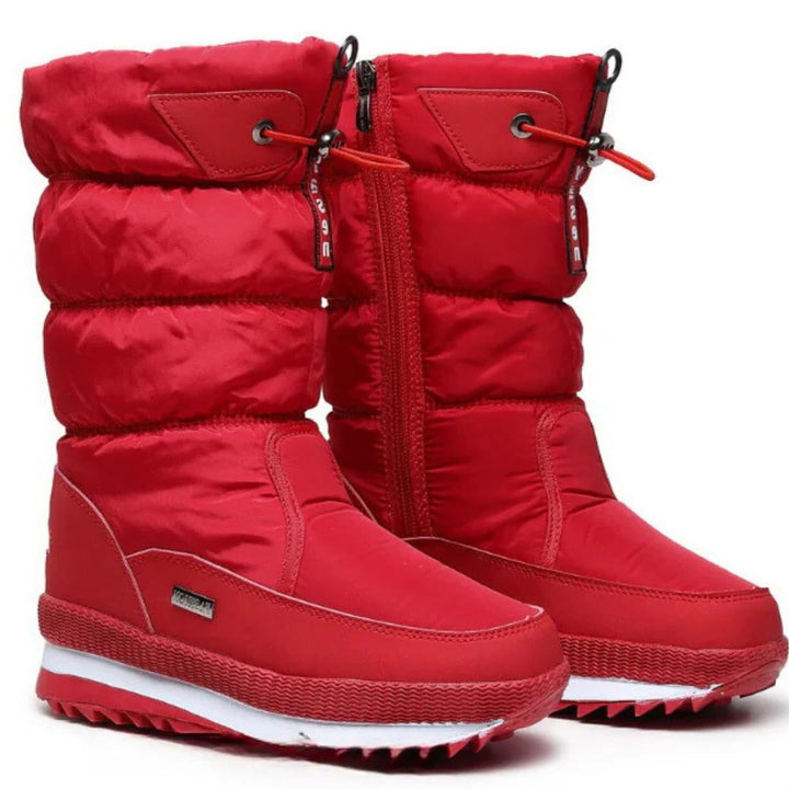 Quilted Snow Boots with Trekking Sole and Zipper for Women