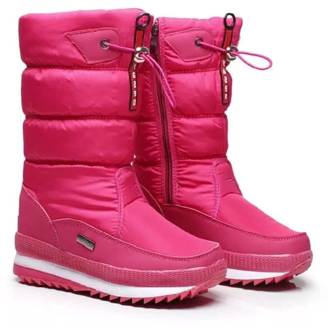 Quilted Snow Boots with Trekking Sole and Zipper for Women