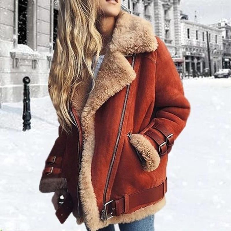 Padded Winter Jacket with Teddy Lining for Women