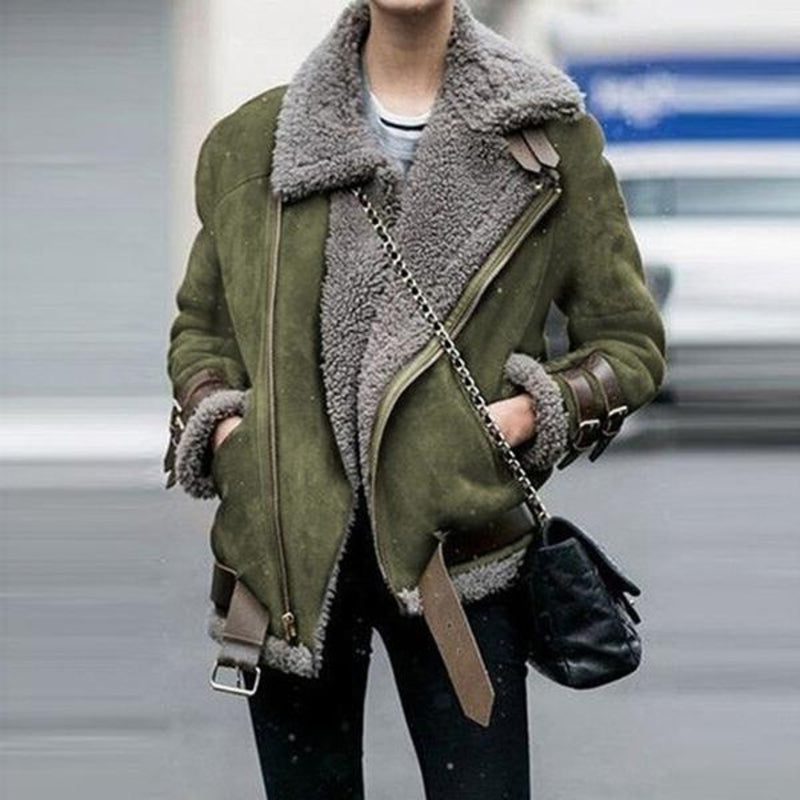Padded Winter Jacket with Teddy Lining for Women