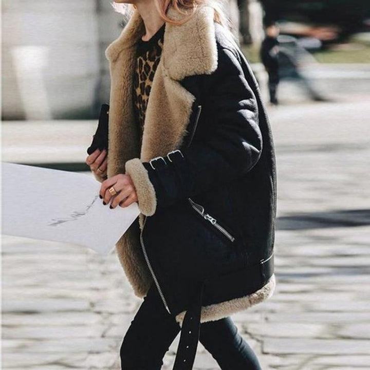 Padded Winter Jacket with Teddy Lining for Women