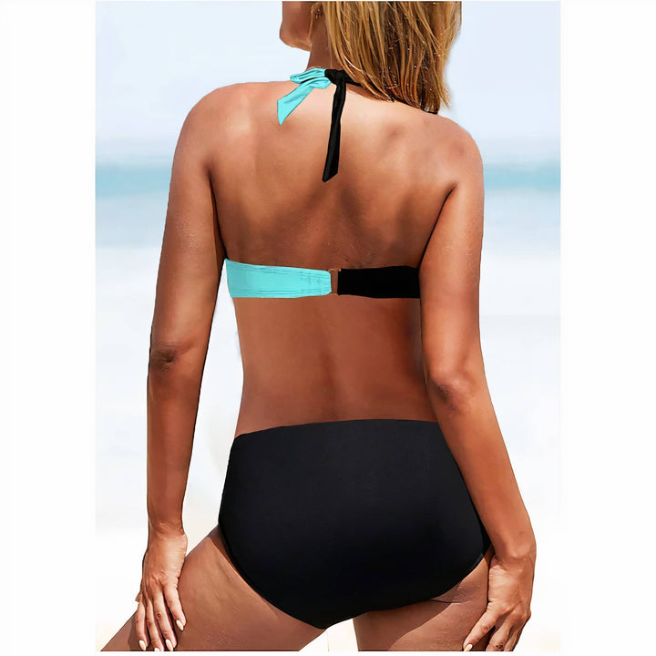 Emma & Rose Manhattan Sea Breeze Bikini Set featuring a stylish floral print and adjustable straps on a model.