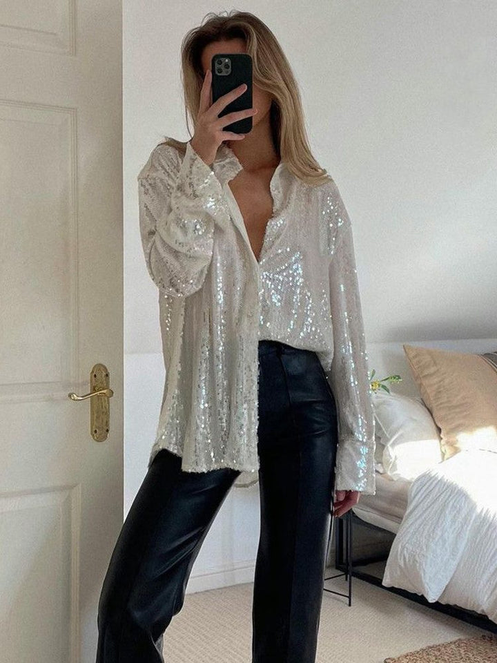 Glitter Oversized Blouse for Women