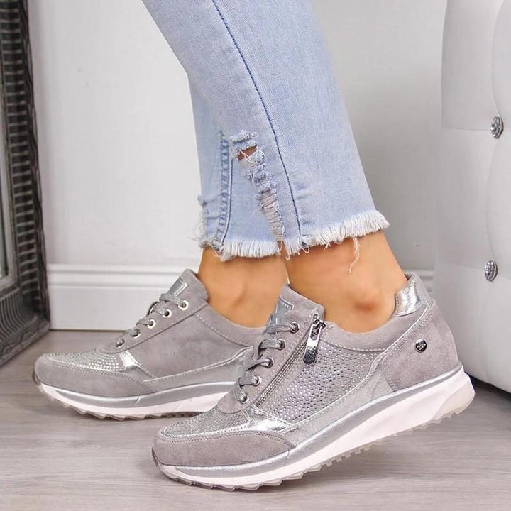 Glitter Sneakers with Zipper for Women