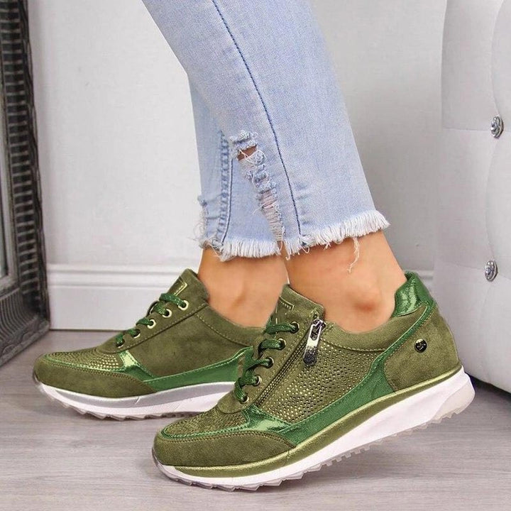 Glitter Sneakers with Zipper for Women