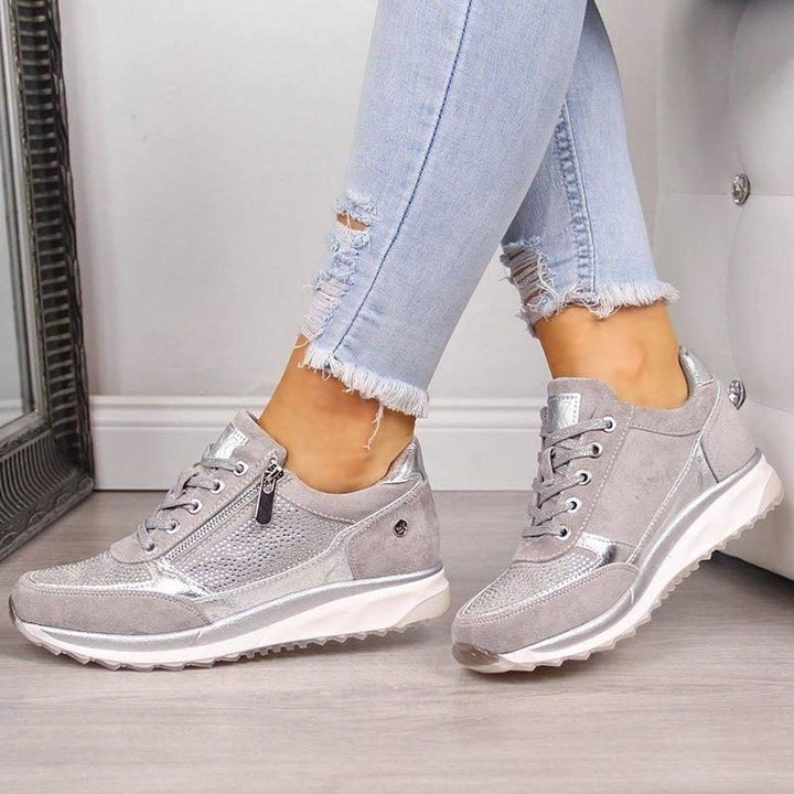 Glitter Sneakers with Zipper for Women