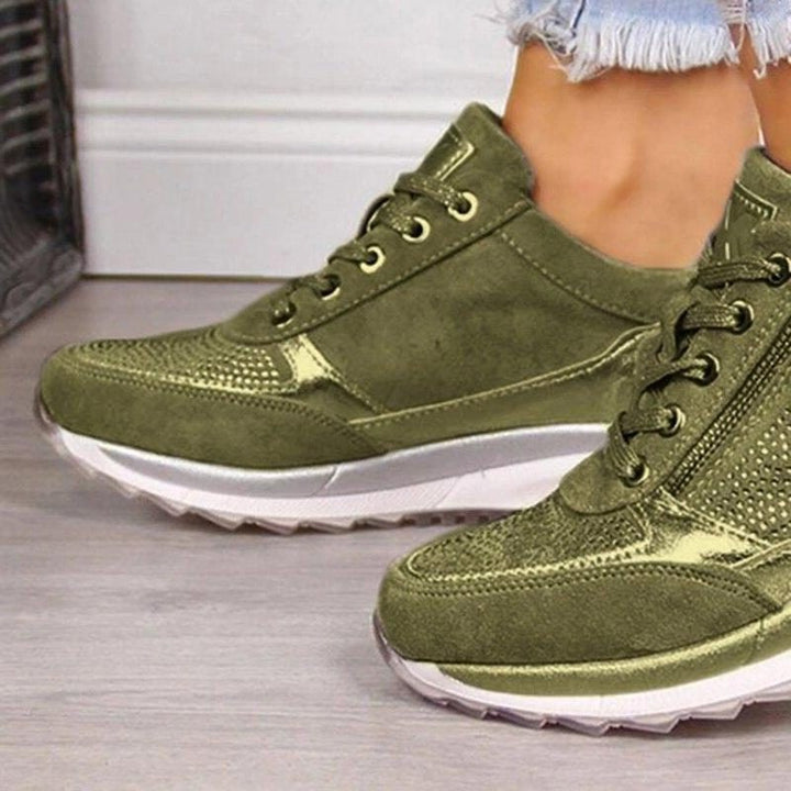 Glitter Sneakers with Zipper for Women