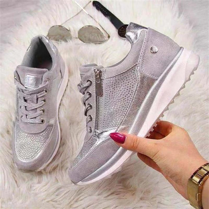Glitter Sneakers with Zipper for Women