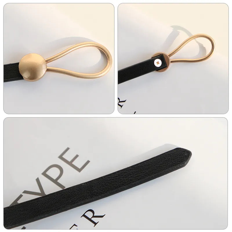 Women's Knot Strap Belt with Gold Buckle for Dress Waist