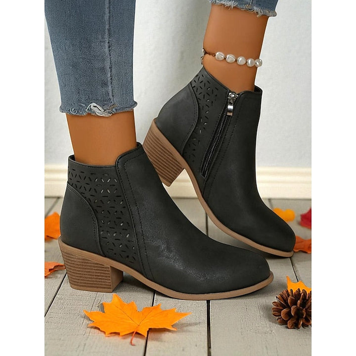Sylvie - Elegant Suede Cut-Out Ankle Boots