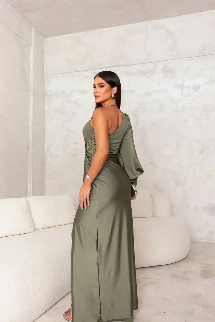 Women's Elegant One-Shoulder Evening Maxi Dress