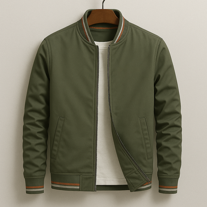 Lightweight Men's Zip Bomber Jacket – Casual Jacket with Ribbed Trim